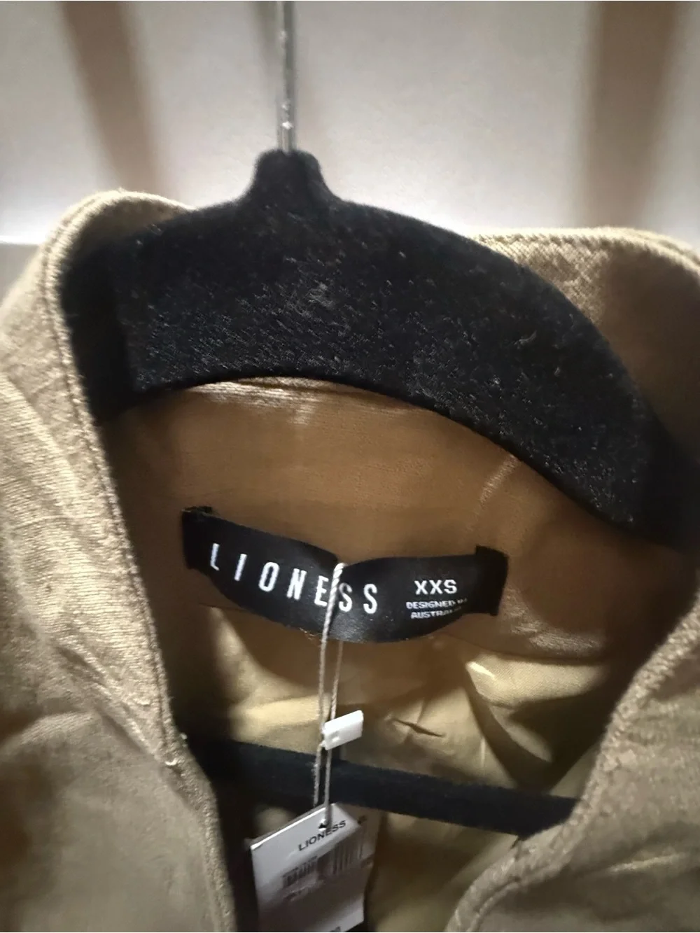NWT! Lioness Cropped Collarless Jacket in Light Tan